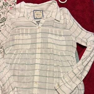 Style & Co. Green and White Plaid Shirt